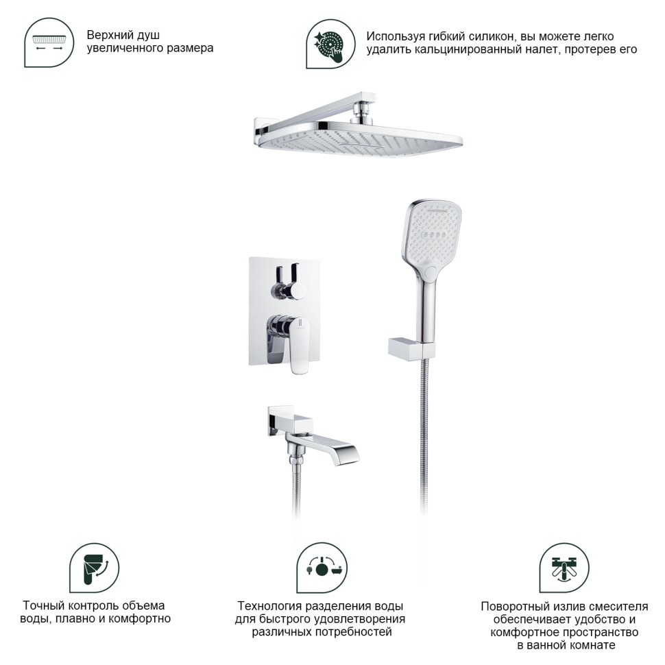 Душевая система Splenka встраиваемая S31.27 Хром
