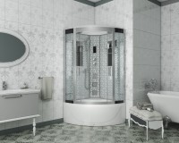 Душевая кабина Niagara Luxe NG-7710W (100x100х215) высокий поддон(45см),дверь раздвижная,стенки серебро,4 места