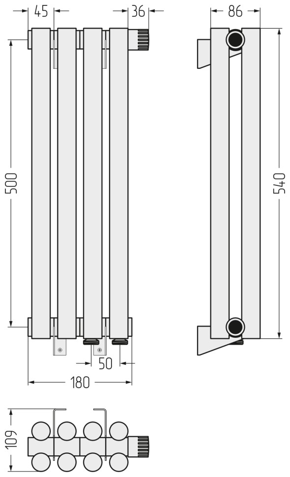 Эстет-11 EU50 500х180 4 секции