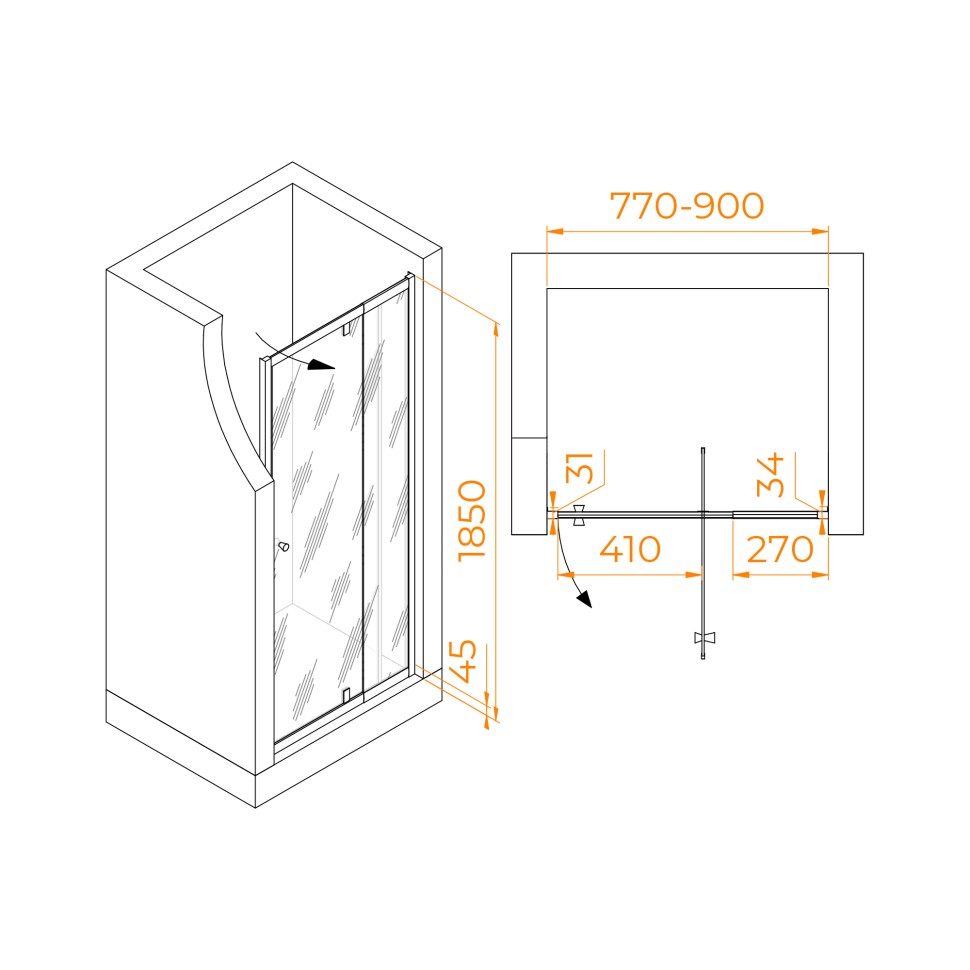 Душевая дверь RGW PA-02B NEW (Прозрачное, 800)
