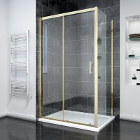 Душевой угол Veconi Rovigo RV-055G, 1300х1000х1950, золото брашинг, прозрачное стекло