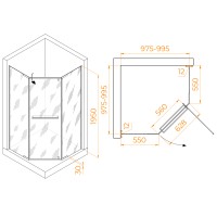 Душевой уголок RGW PA-82 (Прозрачное, 1000x1000)