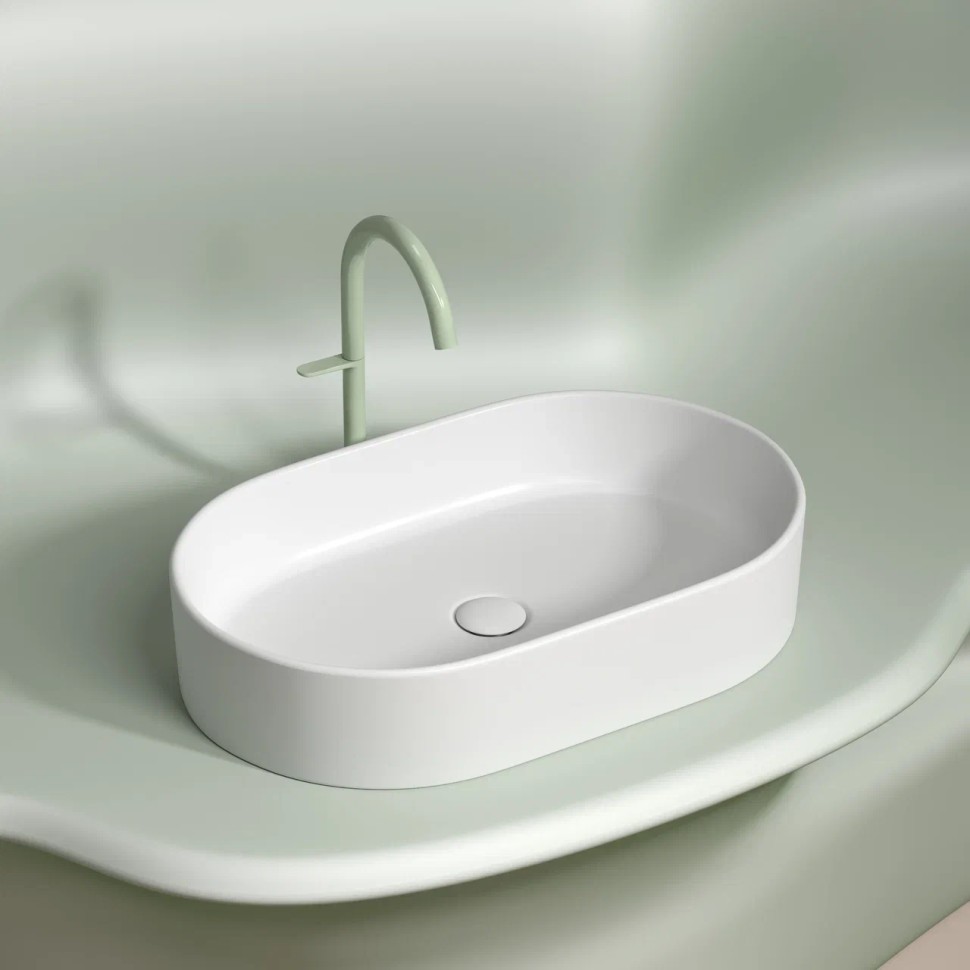 Умывальник чаша накладная овальная (цвет Белый Матовый) Element 608x385x122мм