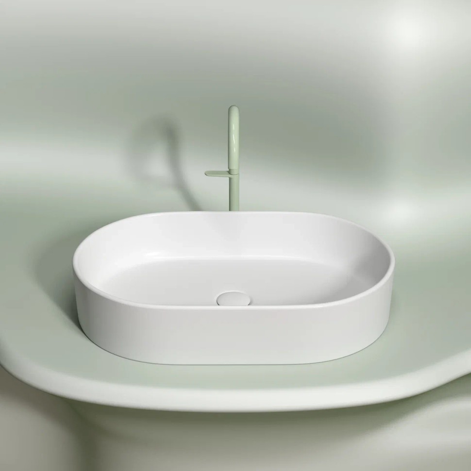 Умывальник чаша накладная овальная (цвет Белый Матовый) Element 608x385x122мм