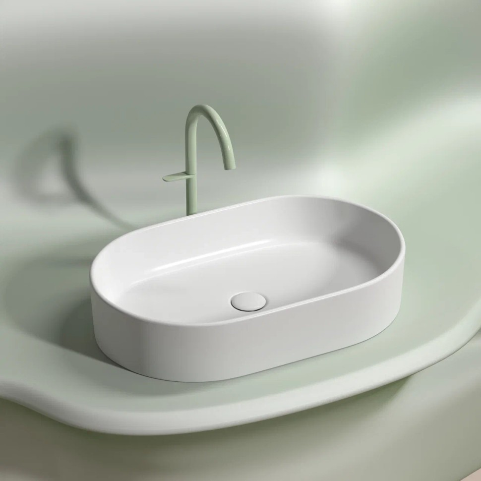 Умывальник чаша накладная овальная (цвет Белый Матовый) Element 608x385x122мм