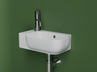 Рукомойник подвесной прямоугольный 403x249x140, с отверстием под смеситель (чаша справа, отверстие под смеситель слева), цвет белый