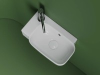 Рукомойник подвесной прямоугольный 403x249x140, с отверстием под смеситель (чаша справа, отверстие под смеситель слева), цвет белый