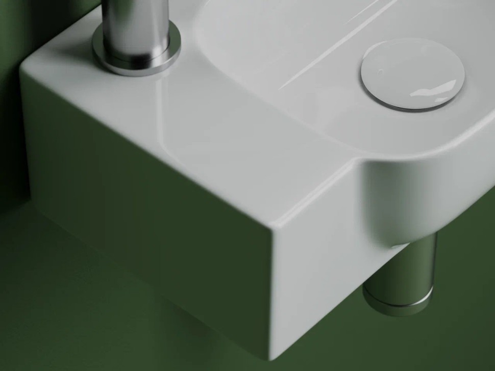 Рукомойник подвесной прямоугольный 403x249x140, с отверстием под смеситель (чаша справа, отверстие под смеситель слева), цвет белый