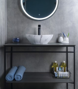 Раковина Gid Mnc138C 54473 накладная под камень глянцевая 41x34x15