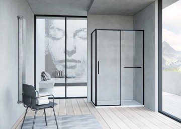 Душевой уголок Слим Софт (Slim Soft) VSR-1SS1011CLB, 1100*1000, черный, стекло прозрачное