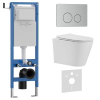 Комплект 3в1 IBERICA BLANCA инсталляция SILENCIO MINI, унитаз BURGOS ALTO белый, кнопка смыва INOX-O хром матовый (IB.001M.BRA.231.8132)