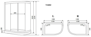Timo Standart T-6602 Silver Fabric L душевая кабина (120*85*220), шт