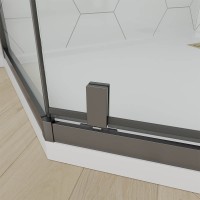 Душевой угол Veconi Ottimo P10 GR, 800x800x1900, графит брашинг, стекло прозрачное