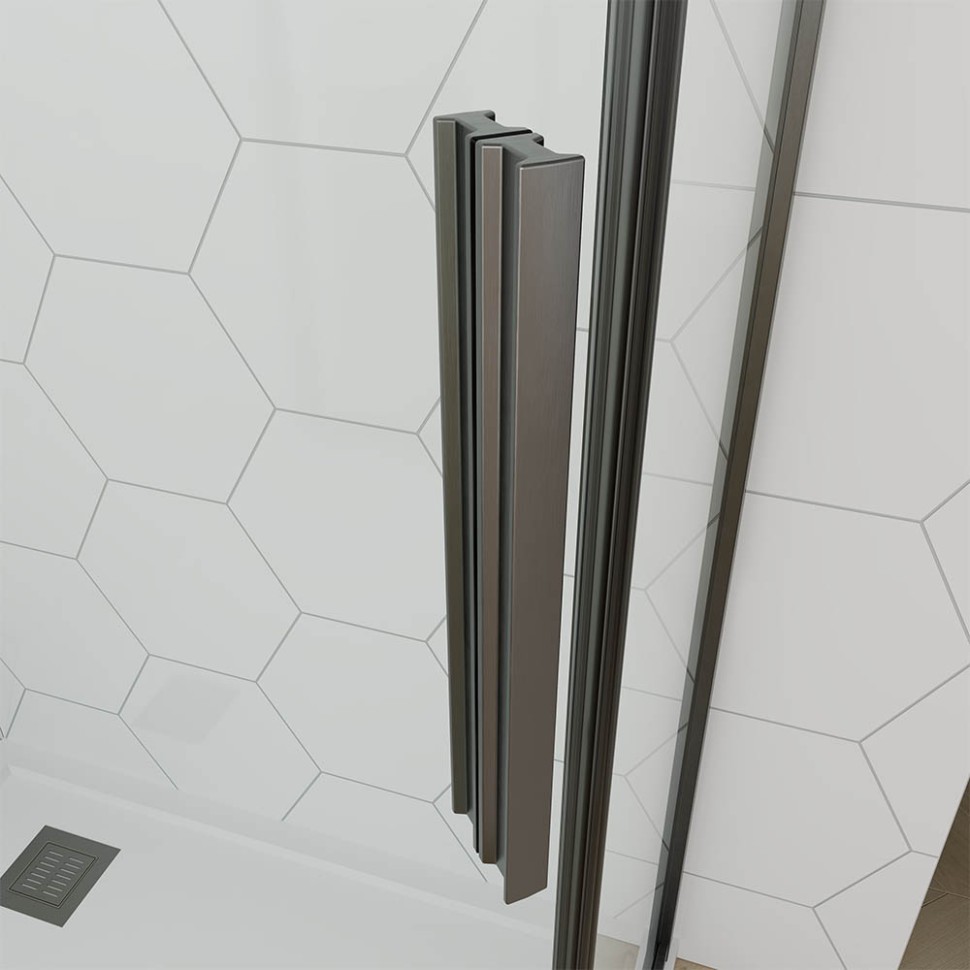 Душевой угол Veconi Ottimo P10 GR, 800x800x1900, графит брашинг, стекло прозрачное