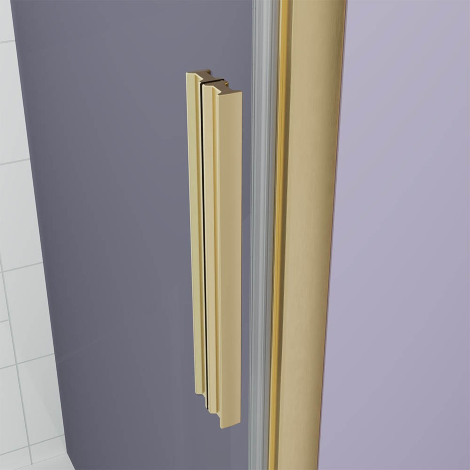 Душевой угол Veconi Ottimo P30SP G, 800х800х1900 золото брашинг, стекло прозрачное