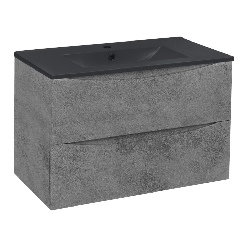 База под керамическую раковину Mia 800 подвесная, 2 выкатных ящика soft close, Beton