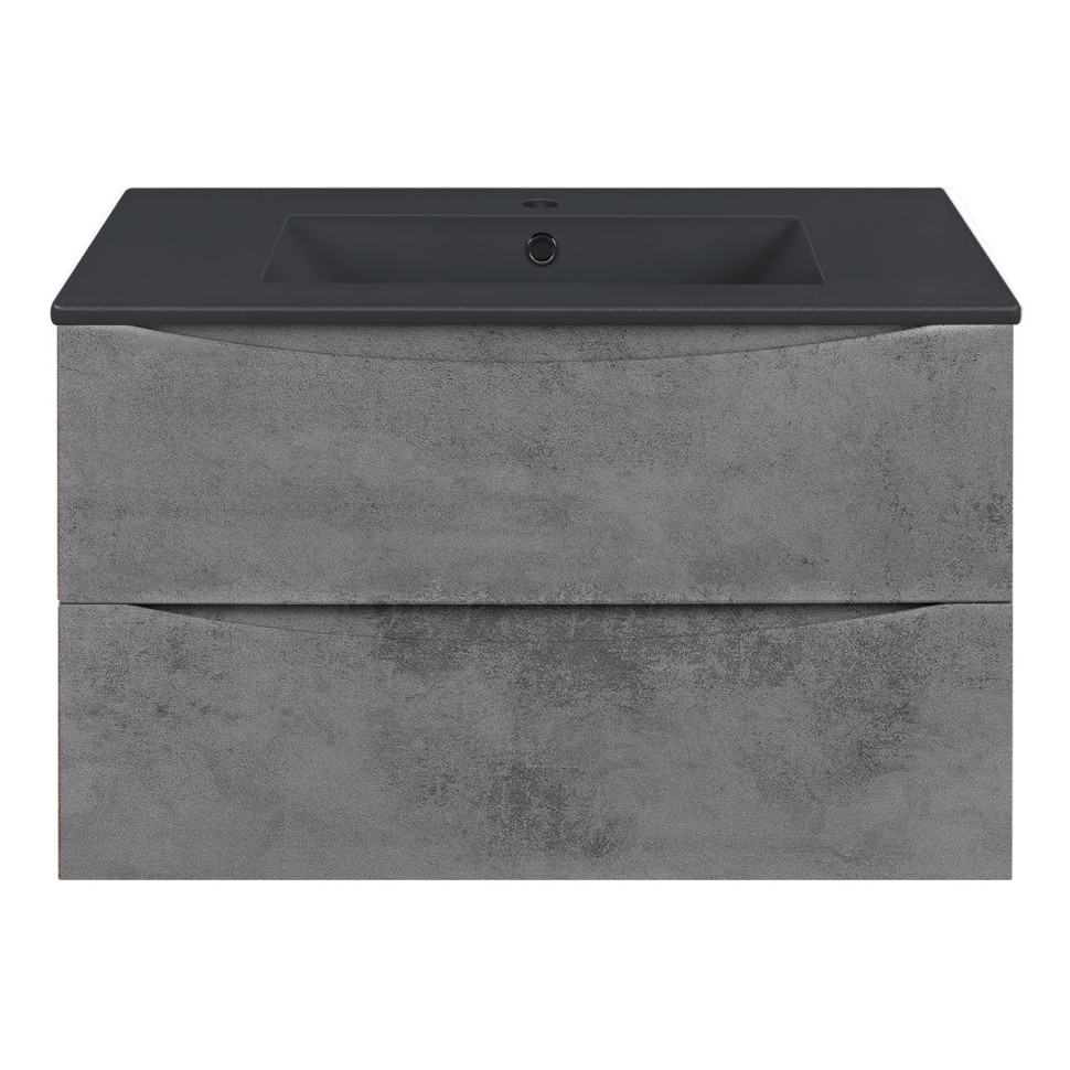 База под керамическую раковину Mia 800 подвесная, 2 выкатных ящика soft close, Beton