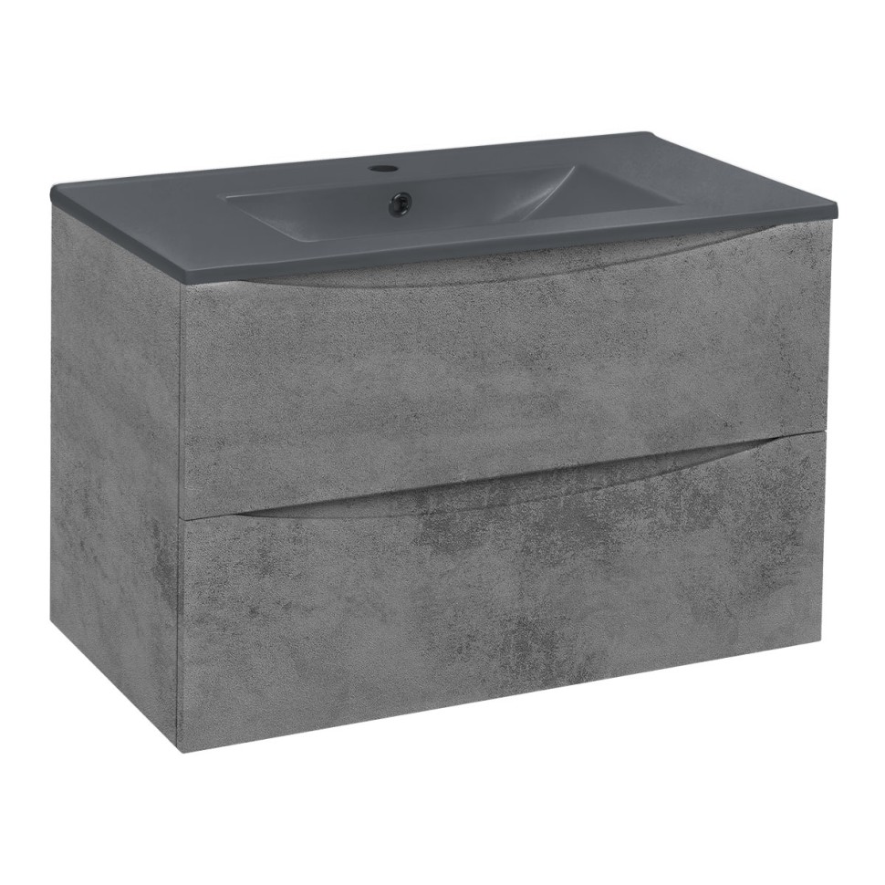 База под керамическую раковину Mia 800 подвесная, 2 выкатных ящика soft close, Beton
