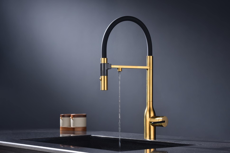 Смеситель для кухни Magneto One, брашированное золото, Ma213188-BG, Paulmark