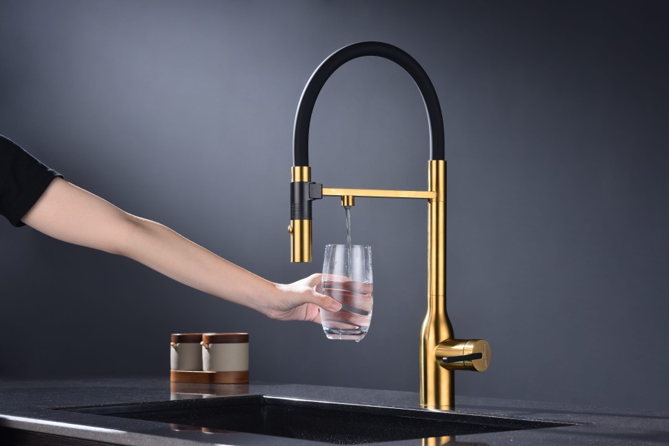 Смеситель для кухни Magneto One, брашированное золото, Ma213188-BG, Paulmark