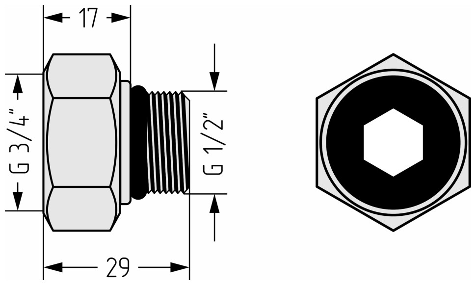 Комплект фитингов прямой (G 3/4" НГ х G 1/2" НР) / 2 шт.