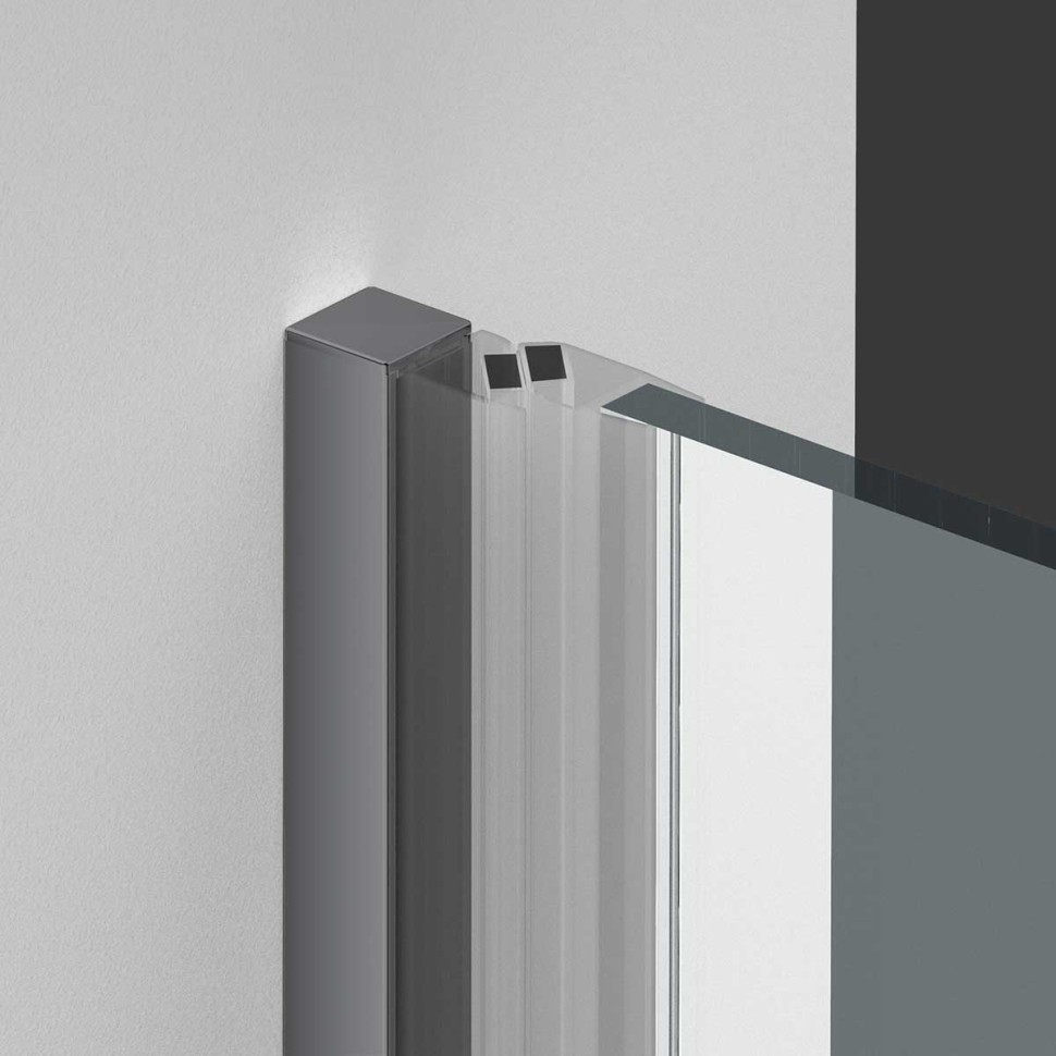 Душевая дверь Альфа (Alpha) VDP-3AL100CLGM, вороненая сталь, стекло прозрачное