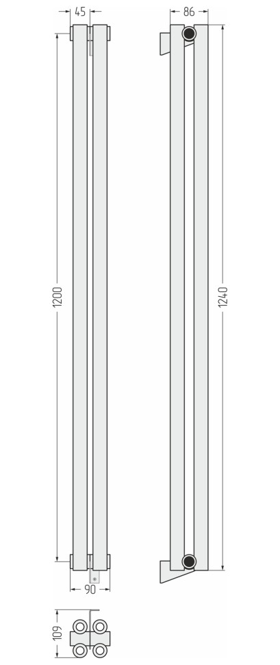 Эстет-00 1200х90 2 секции