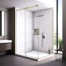 Душевой угол Veconi Rovigo RV-075G, 1200х800х2000, золото брашинг , стекло прозрачное