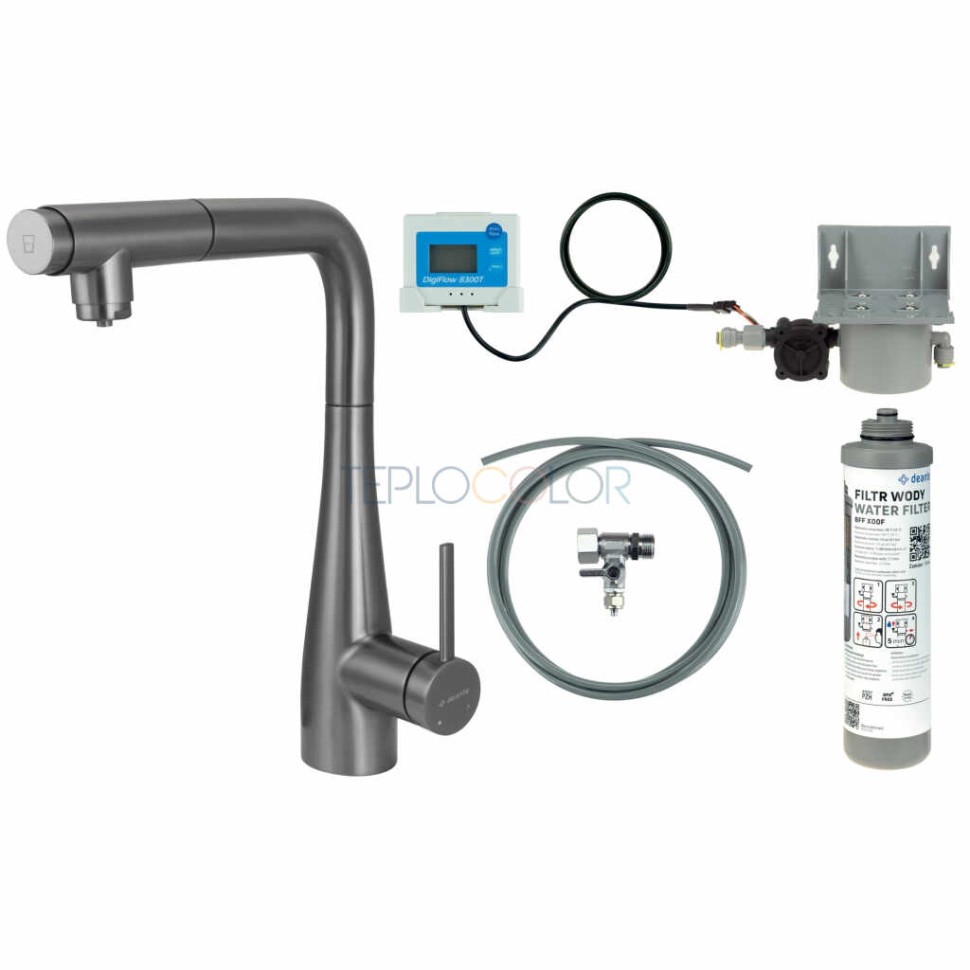 Смеситель для кухни, с комплектом фильтрации воды, с выдвижным изливом
