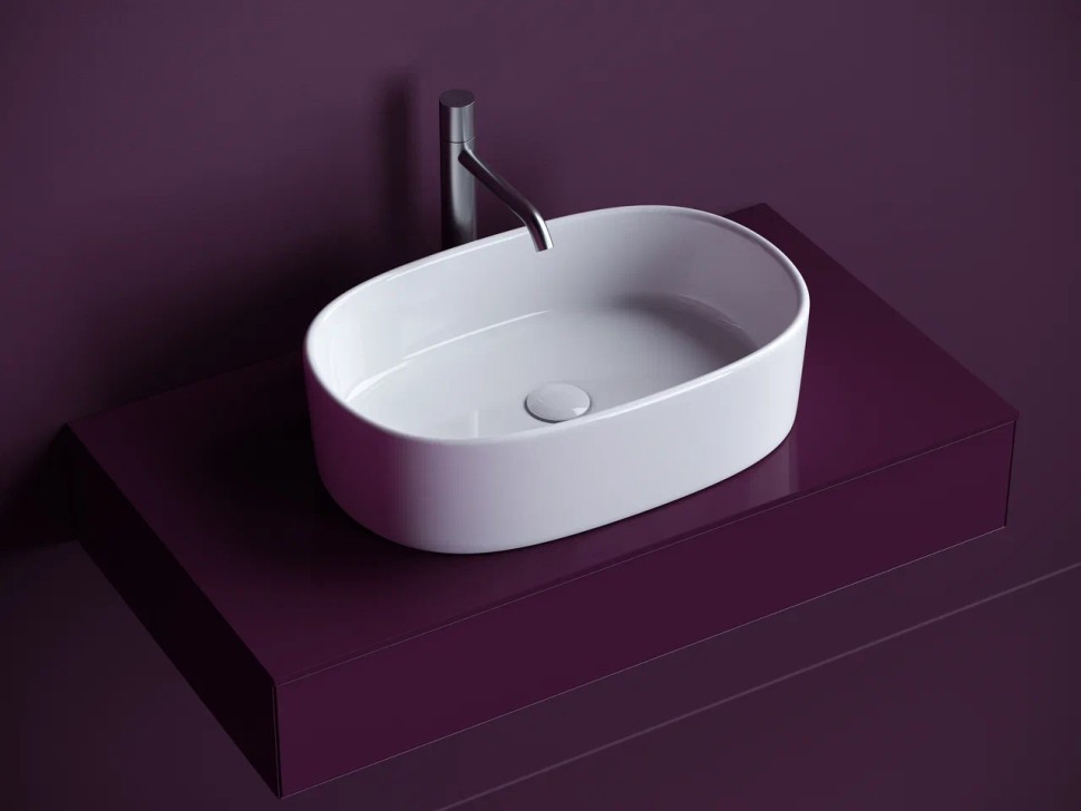 Раковина накладная овальная 561x359x149, цвет белый