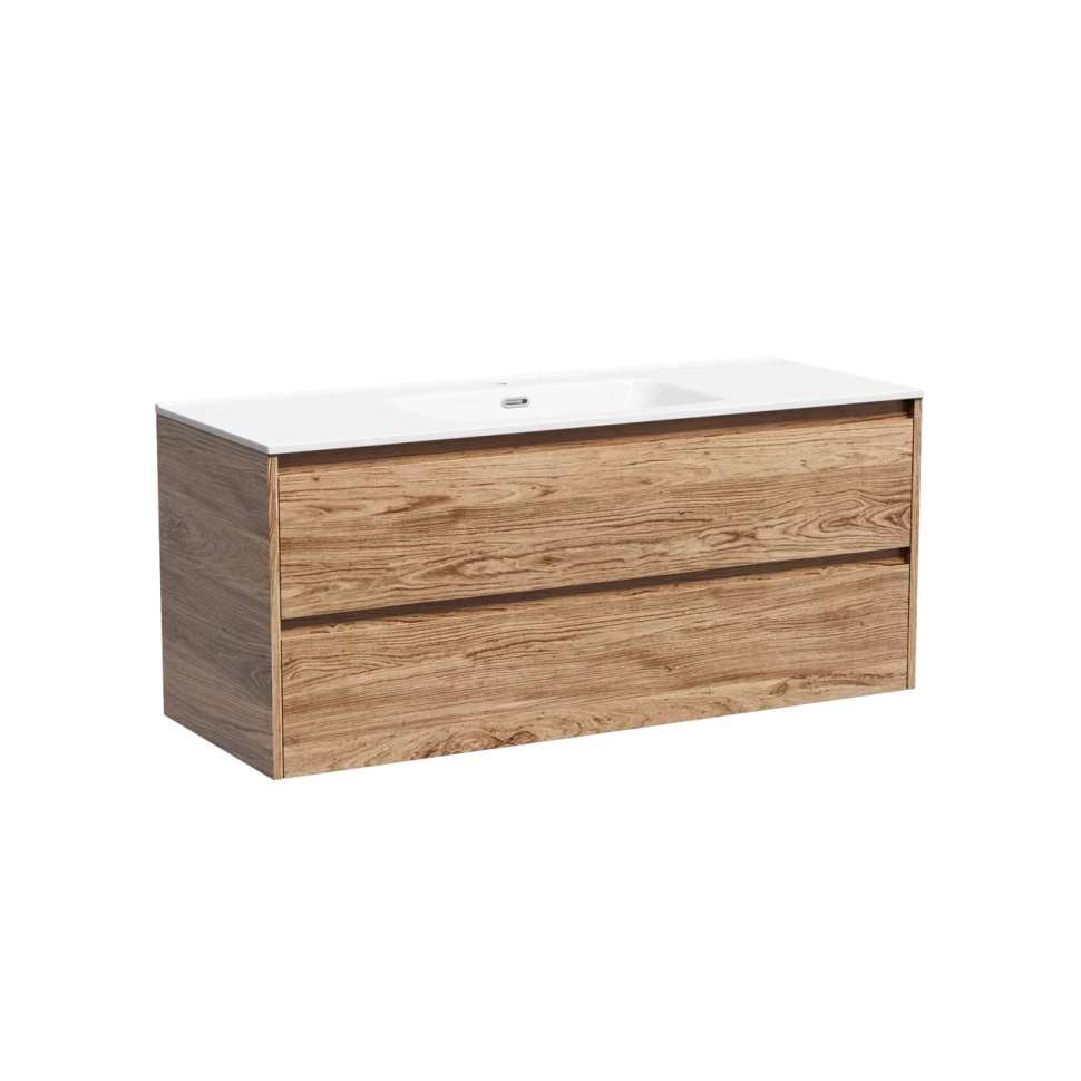 Тумба подвесная SANCOS Libra 1190х450х500, c двумя ящиками оснащенными доводчиками, дуб чарльстон, арт. LB120-1ECH