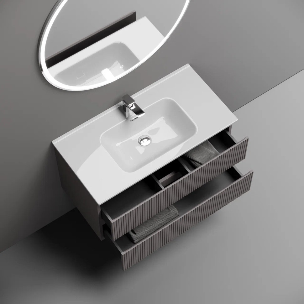 Тумба подвесная SANCOS Snob T 890х445х500, c двумя ящиками оснащенными доводчиками, Doha Soft, арт.SNT90SM