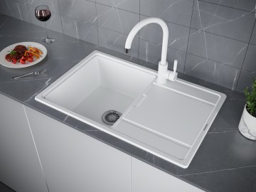 Смеситель для кухни HOLSTEIN, белый матовый, Ho212063-WH, Paulmark