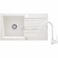 Гранитная мойка со смесителем, 1-чаша с осушкой