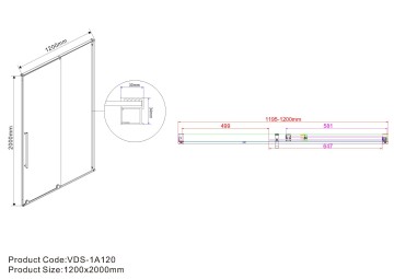 Душевая дверь Арно (Arno) VPS-1A120CGB, 1200, черный, стекло тонированное