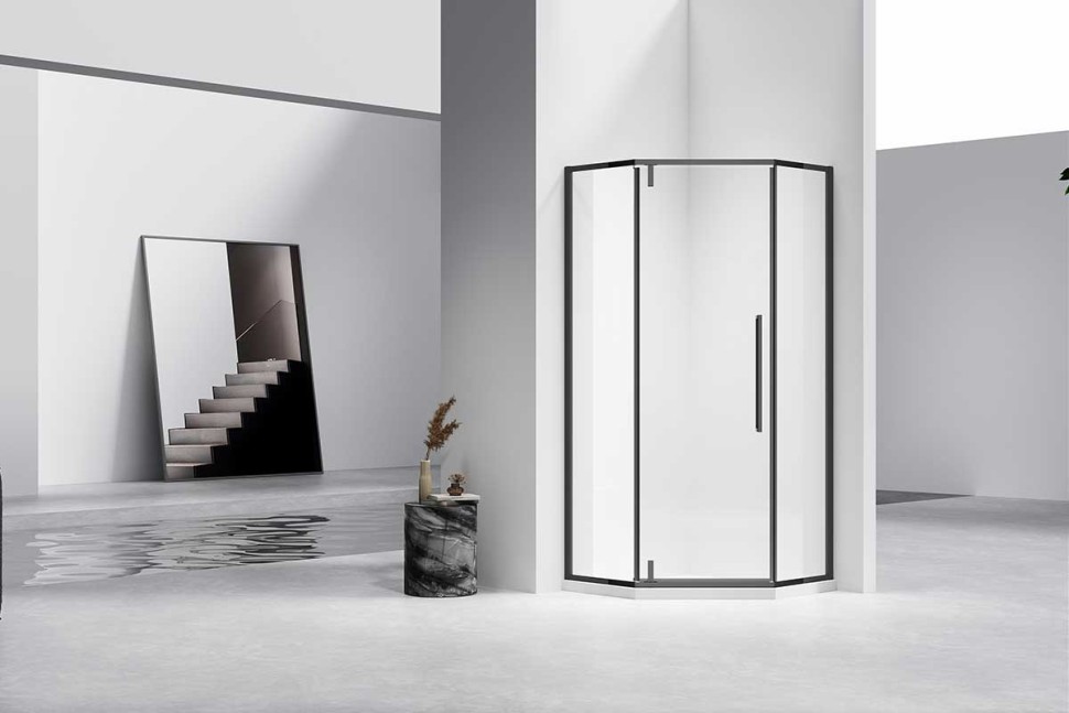 Душевой уголок Slim-N VSP-4SN100CLB, 1000*1000, черный, стекло прозрачное