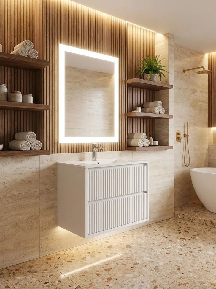 Тумба под раковину  Uperwood Next Premium подвесная, 70 см, белая, 2 ящика