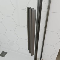 Душевой угол Veconi Ottimo P10 GR, 900x900x1900, графит брашинг, стекло прозрачное