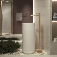 Смеситель для раковины напольный Rim VFBF-2R1BG, однорычажный, брашированное золото