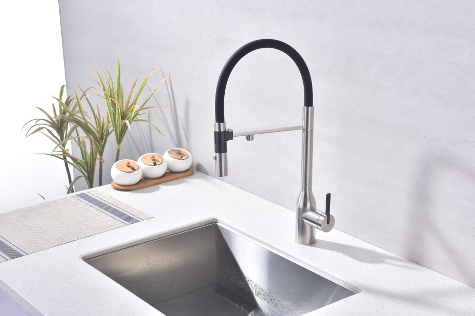 Смеситель для кухни Magneto One, брашированная сталь, Ma213188-BS, Paulmark