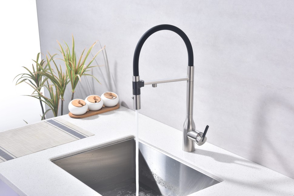 Смеситель для кухни Magneto One, брашированная сталь, Ma213188-BS, Paulmark