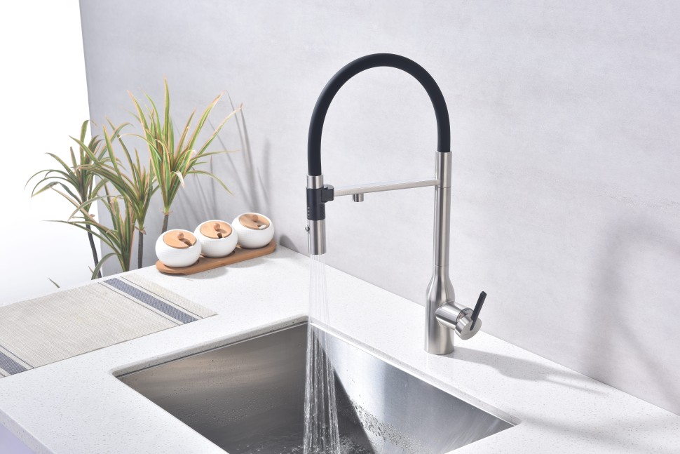 Смеситель для кухни Magneto One, брашированная сталь, Ma213188-BS, Paulmark