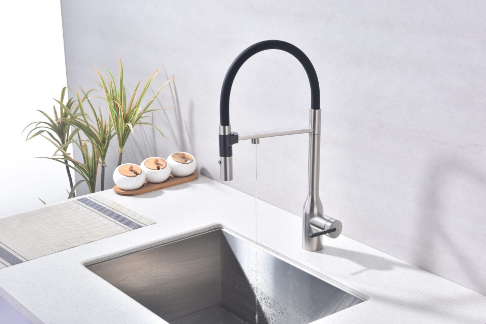 Смеситель для кухни Magneto One, брашированная сталь, Ma213188-BS, Paulmark