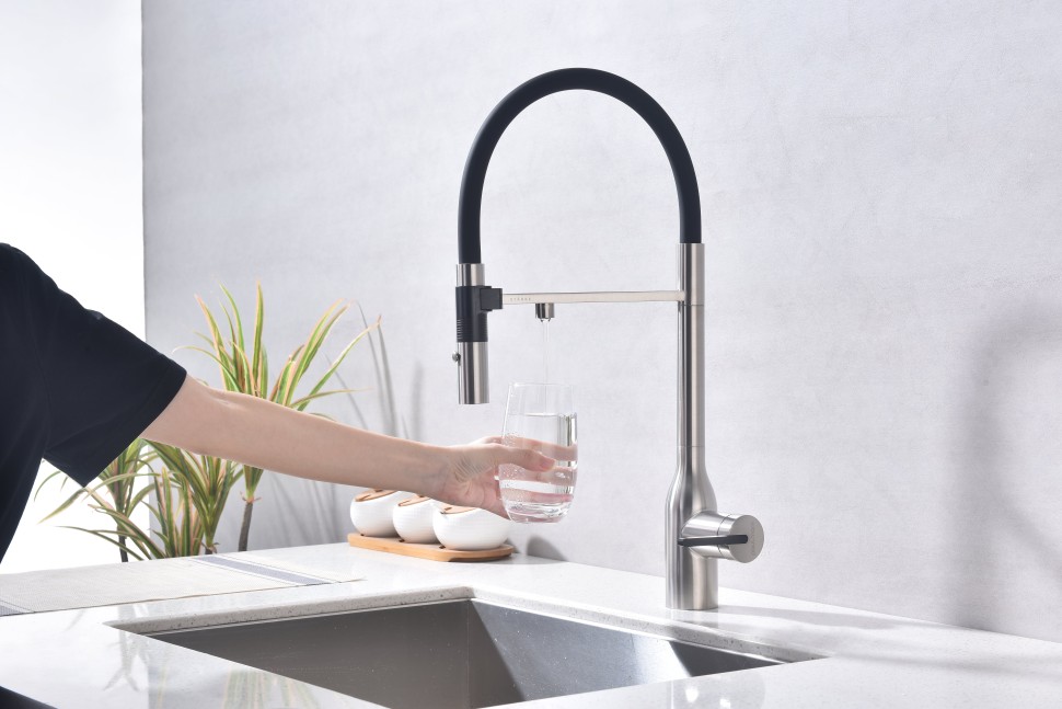 Смеситель для кухни Magneto One, брашированная сталь, Ma213188-BS, Paulmark