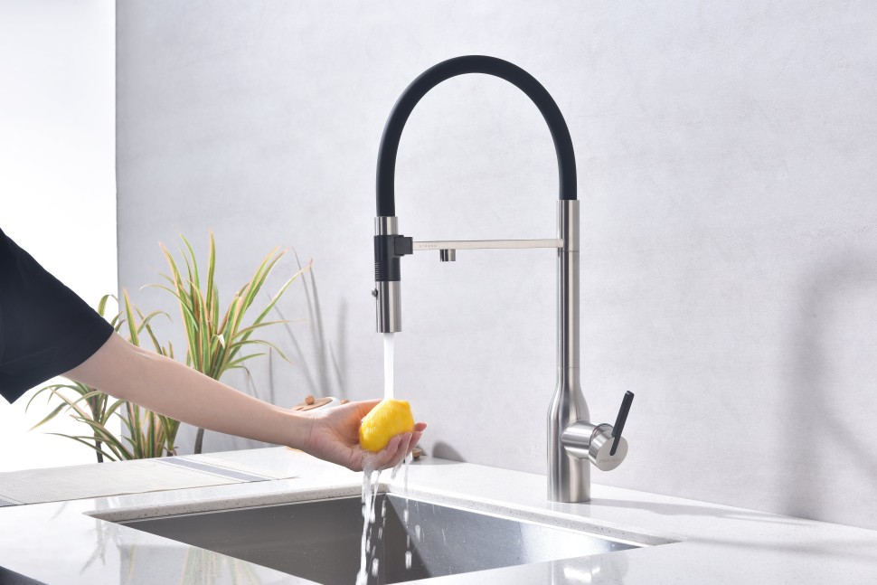 Смеситель для кухни Magneto One, брашированная сталь, Ma213188-BS, Paulmark