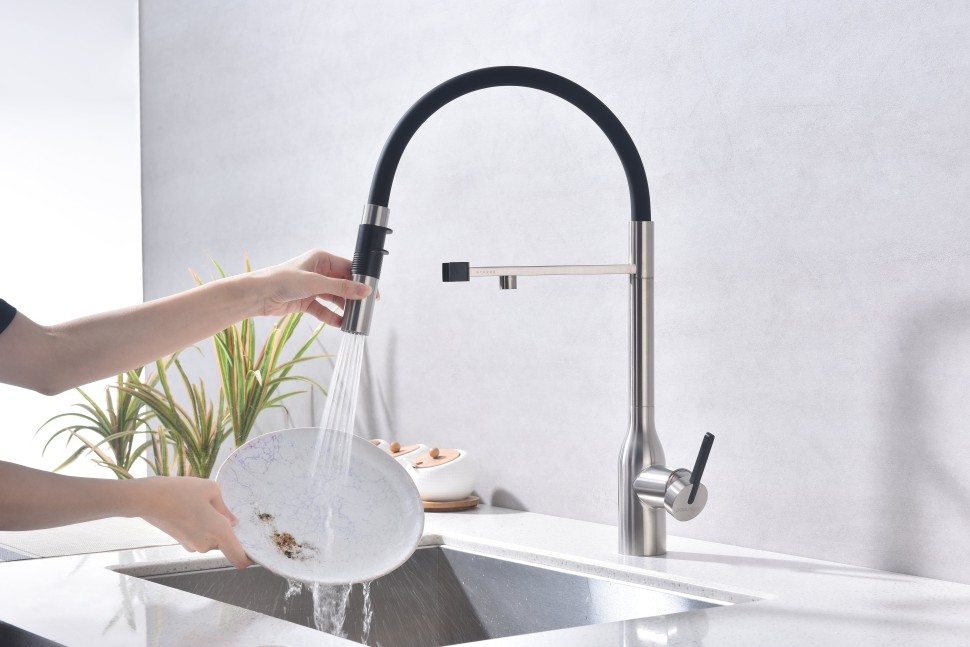 Смеситель для кухни Magneto One, брашированная сталь, Ma213188-BS, Paulmark