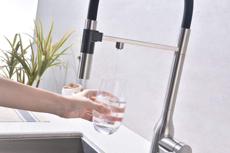 Смеситель для кухни Magneto One, брашированная сталь, Ma213188-BS, Paulmark