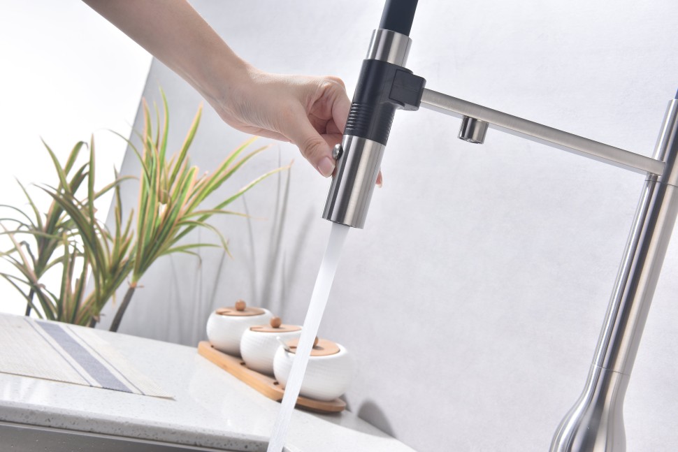 Смеситель для кухни Magneto One, брашированная сталь, Ma213188-BS, Paulmark