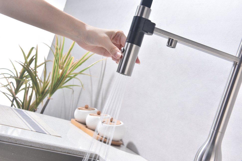 Смеситель для кухни Magneto One, брашированная сталь, Ma213188-BS, Paulmark