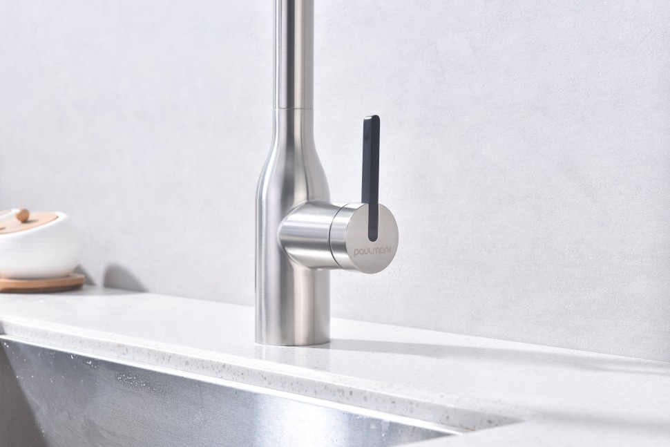 Смеситель для кухни Magneto One, брашированная сталь, Ma213188-BS, Paulmark